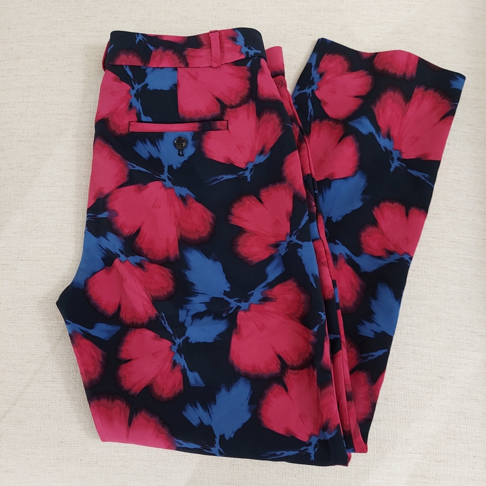 Banana Republic Floral Ankle Pants - Red and Blue